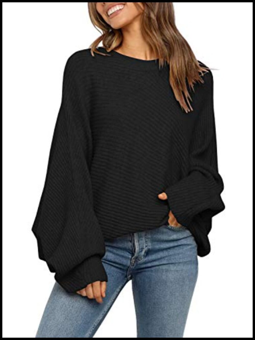 Oversized Slouchy Knit Pullover Sweater Long Sleeve Crew Neck